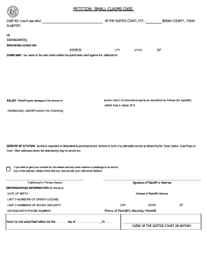 Small Claims Petition Form
