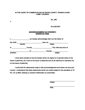 Acknowledgment of Paternity Waiver