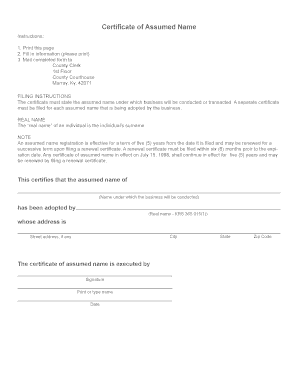 Certificate of Assumed Name