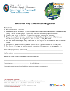 Septic System Pump -Out Reimbursement Application - charlescountymd