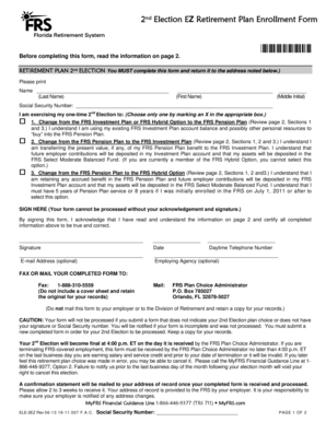 2nd Election Retirement Plan Enrollment Form