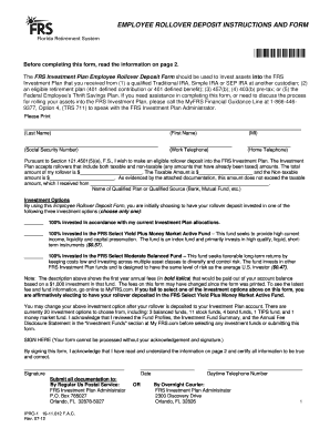 FRS Employee Rollover Deposit Form