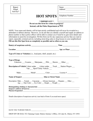 Crime Hot Spot Report Form