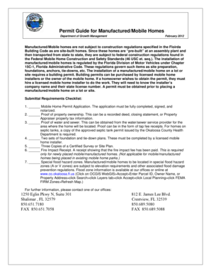 Florida Mobile Home Permit Application