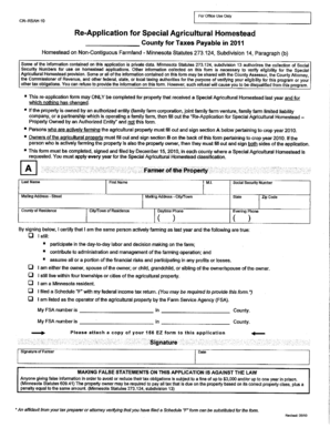 Re-Application for Special Agricultural Homestead