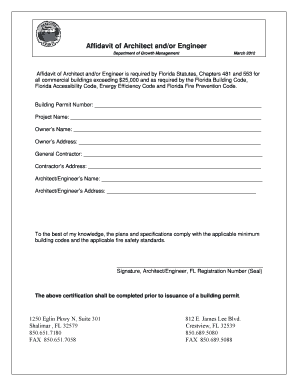 Affidavit of Architect and/or Engineer
