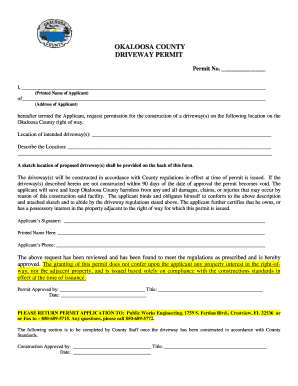 Okaloosa County Driveway Permit