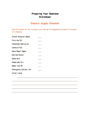 Business Disaster Preparedness Checklist