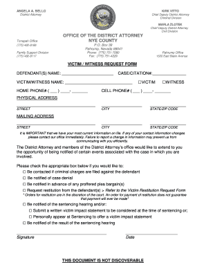 Victim Witness Request Form