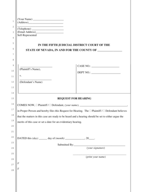 Request for Hearing Form
