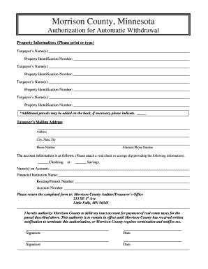 Morrison County Automatic Withdrawal Authorization