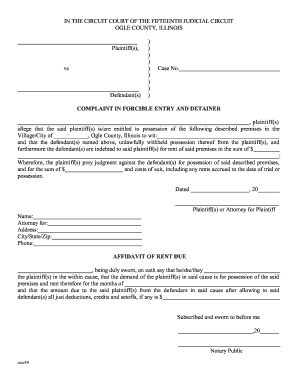 Complaint in Forcible Entry and Detainer