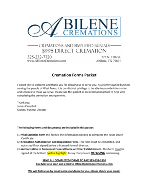 Texas Cremation Authorization Form