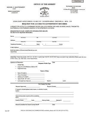 New Jersey Open Public Records Act Request Form