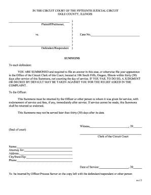 Illinois Circuit Court Summons