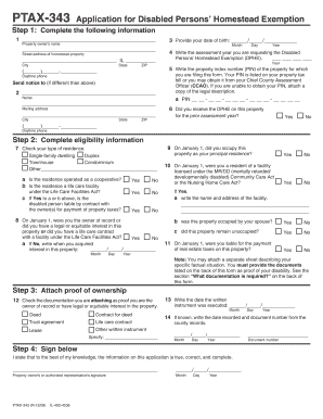 Illinois Disabled Persons’ Homestead Exemption Application