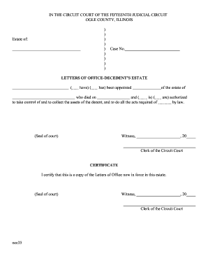 Letters of Office for Decedent's Estate