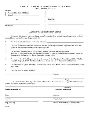 Agreed Wage Deduction Order