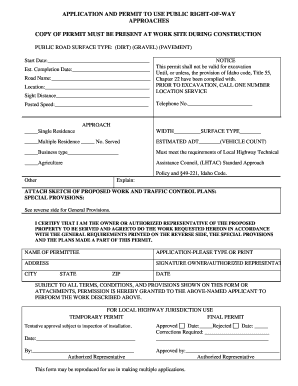 Idaho Public Right-of-Way Use Permit