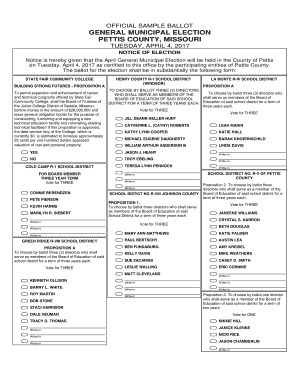 Missouri General Municipal Election Ballot
