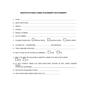 Manufactured Home Placement Supplement