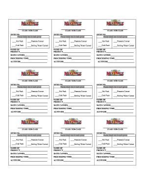 Food Preservation Record Form