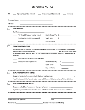 Employee Notice Form