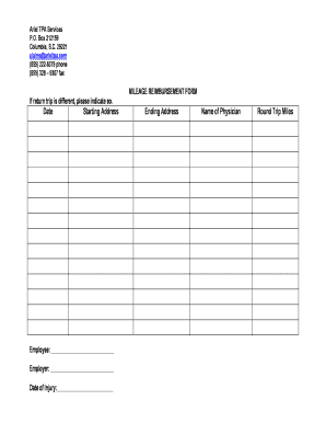 Mileage Reimbursement Form