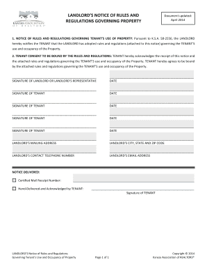 Landlord’s Notice of Rules and Regulations