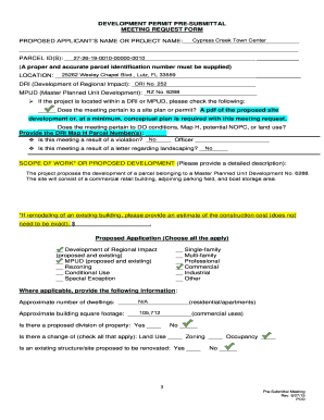 Development Permit Pre-Submittal Meeting Request Form
