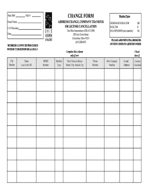 Ohio Realtor Change Form