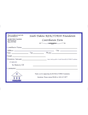 South Dakota REALTORS® Foundation Contribution Form