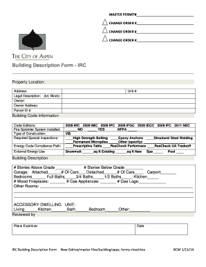 Building Description Form - IRC