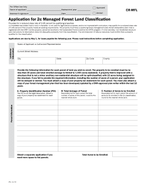 Application for 2c Managed Forest Land Classification