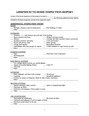 Addendum to Home Inspection Report