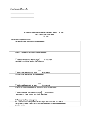 Washington State County Auditor Recorder Indexing Form