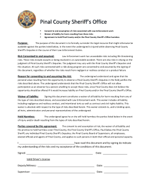 Fillable Online pinalcountyaz Pinal ounty Sheriffs Office ...