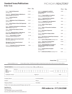 Michigan Real Estate Forms Order Form