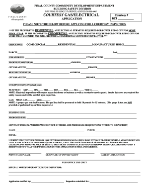 Pinal County Courtesy Gas/Electrical Inspection Application