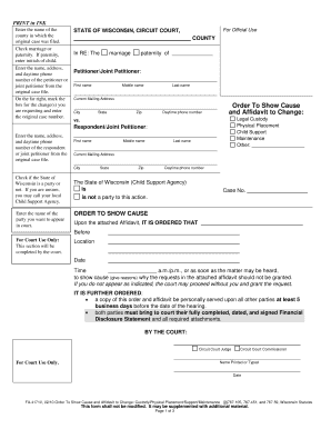 Order to Show Cause and Affidavit to Change