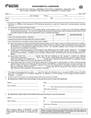 Environmental Addendum for Real Estate Transactions