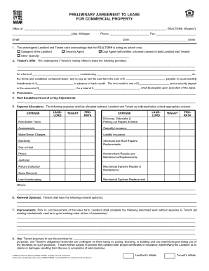 Preliminary Agreement to Lease for Commercial Property
