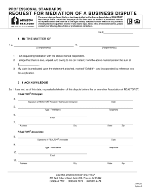 Request for Mediation of a Business Dispute