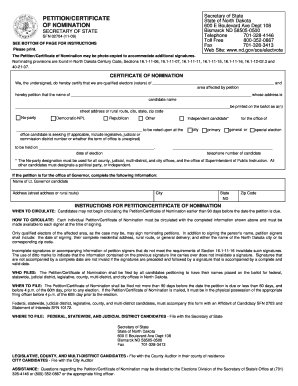 North Dakota Petition/Certificate of Nomination