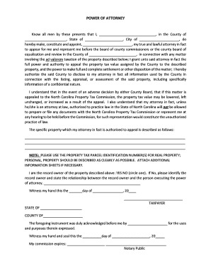 North Carolina Property Tax Power of Attorney