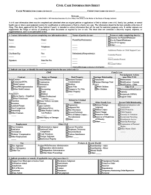 Civil Case Information Sheet