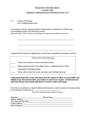 Virginia FOIA Records Request Form