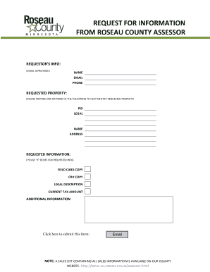 Roseau County Property Information Request Form
