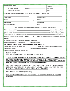 Plaintiff’s Petition for Eviction