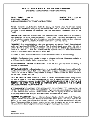 Texas Small Claims and Justice Civil Petition